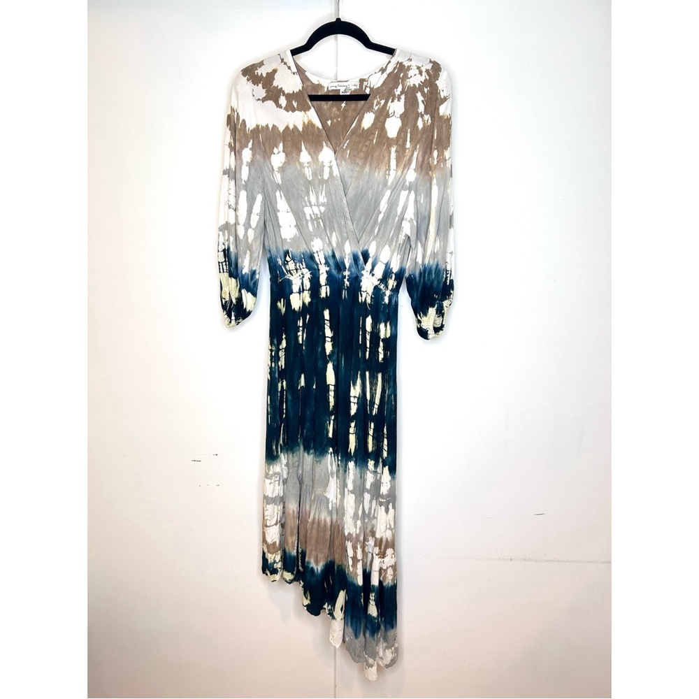 YOUNG FABULOUS & BROKE Jillian Tie Dye Asymmetrical Faux Wrap Dress